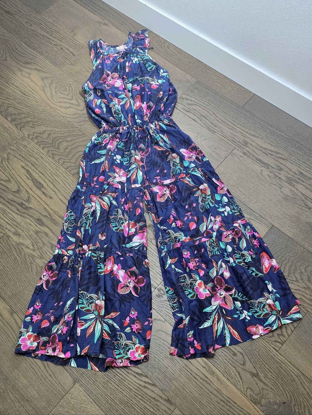Warm x Tracy Feith Midnight Florals Tiered Super Wide Leg Jumpsuit